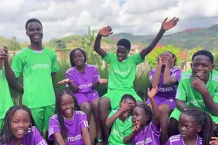 The Ghetto Kids dance group during an interview with NBC News.