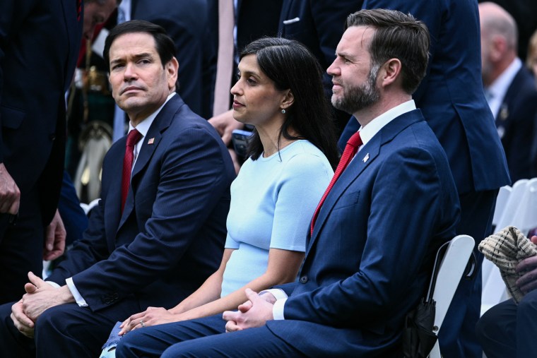 US Secretary of State Marco Rubio, US Second Lady Usha Vance and US Vice President JD Vance.