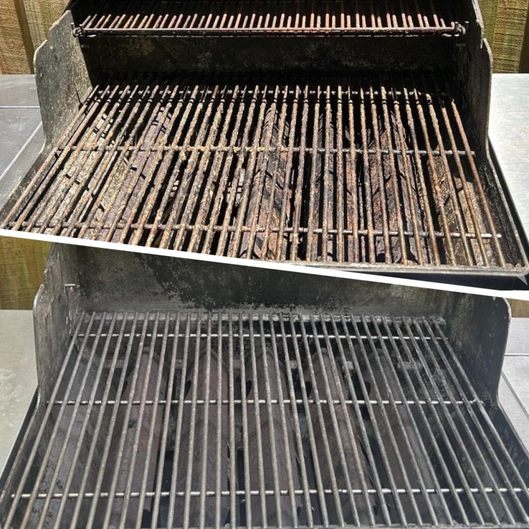 Scrub Daddy BBQ Daddy Grill Brush before and after using.