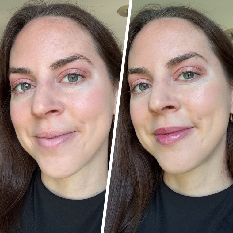 Senior editor Julie Ricevuto wearing the Laneige JuicePop Box Lip Tint