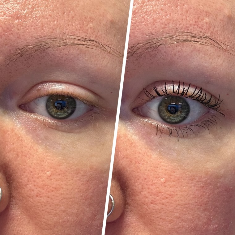 Maybelline Lash Sensational Sky Tubes Tubing Mascara Before and After application.