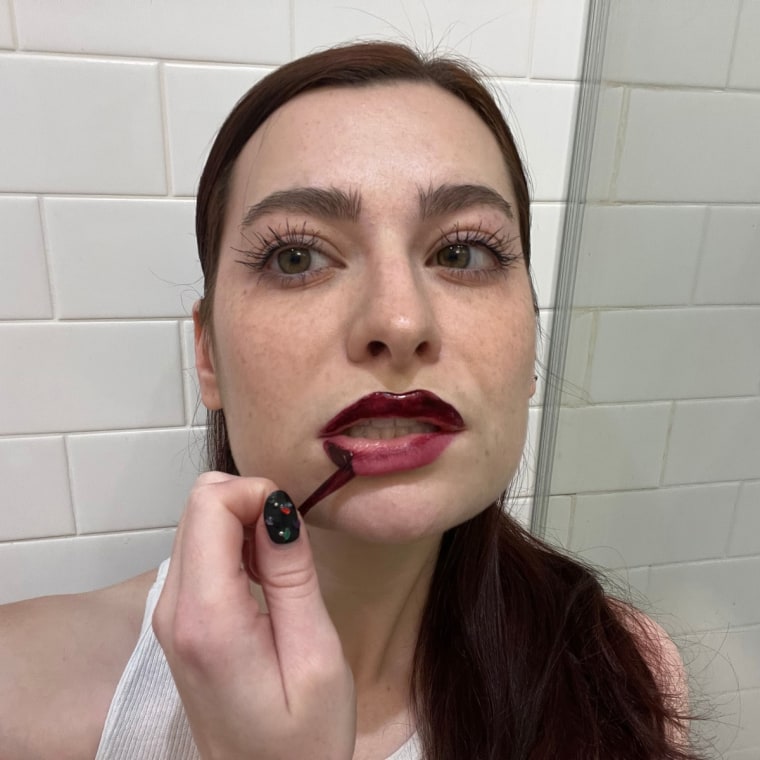 Associate market editor Audrey Ekman tries the Maybelline Super Stay Peel Off Lip Liner Stain in the color Haze.