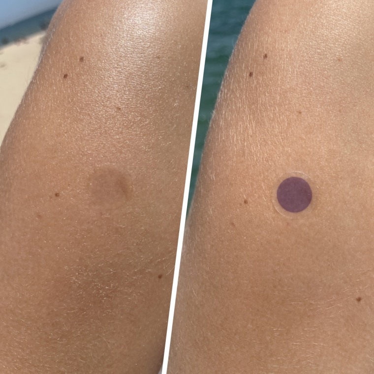 The SpotMyUV UV Detection Stickers turn purple when it's time to reapply.