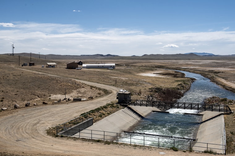 Water flows out of the Antero Reservoir and into the South Platte River in Antero Junction