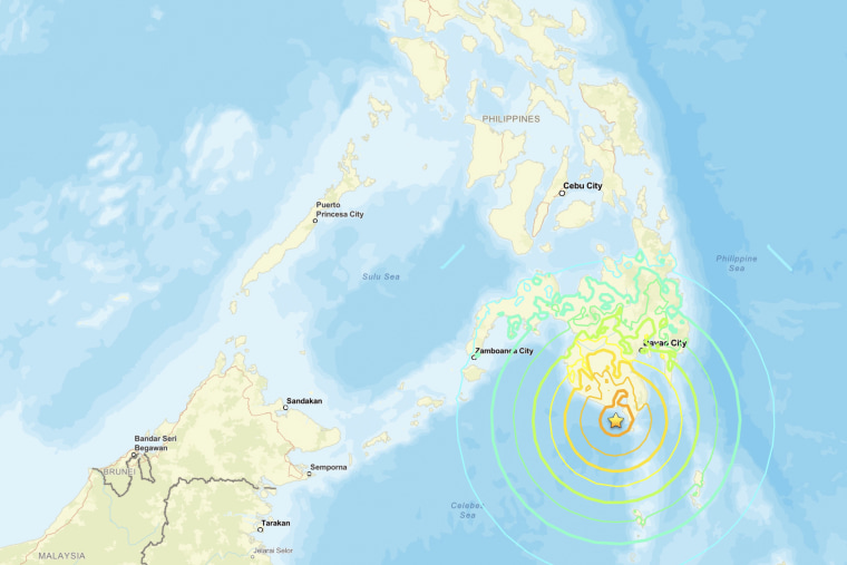 Graphic map of an earthquake strike in the Philippines.