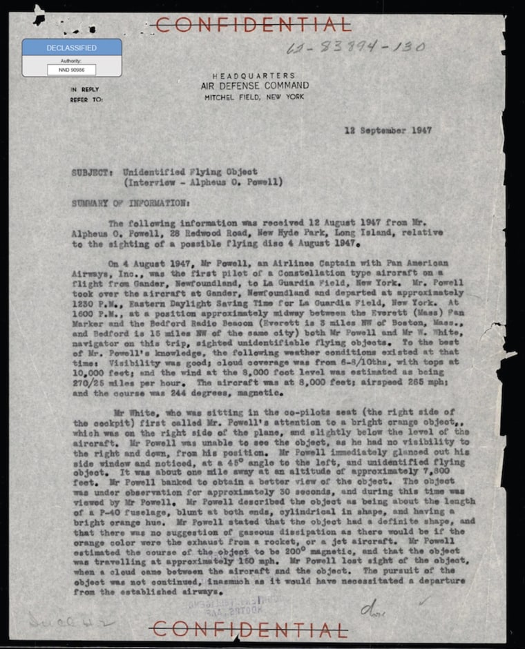 The FBI's 62-HQ-83894 case file includes investigative records, eyewitness testimonies, and public reports concerning Unidentified Flying Objects and flying discs documented between June 1947 and July 1968. The records include high-profile incident accounts, photographic evidence from sites like Oak Ridge, TN, and technical proposals regarding potential propulsion systems. Additional topics include convention programs, researcher accounts, and extensive media coverage from the period. This file is partially posted on FBI vault with more redactions and some pages missing. Included here is the complete case file with several newly declassified pages and only minor redactions.