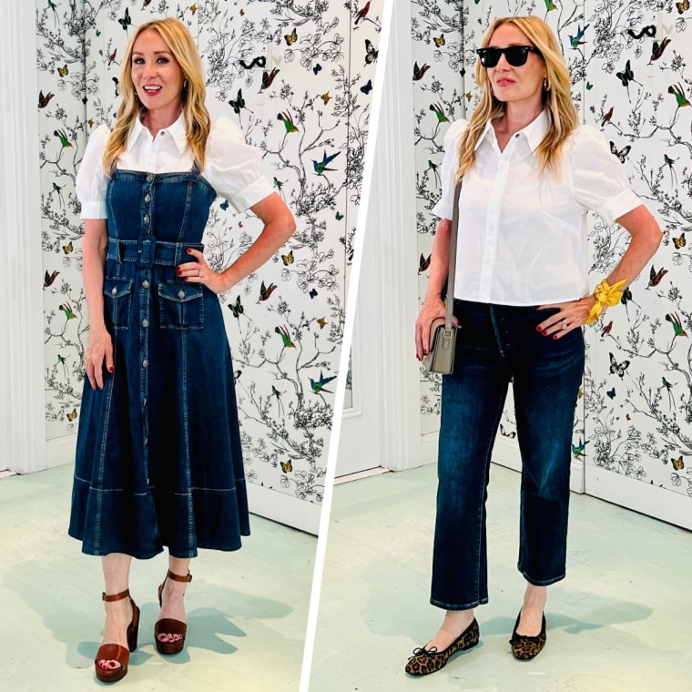 Shop TODAY contributor Chassie Post styles the Tankaneo Button Down Puff Short Sleeve Collared Blouse two ways.
