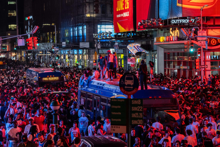 Knicks Fans Gather In NYC To Watch Game 5 Of The NBA Finals Against The San Antonio Spurs