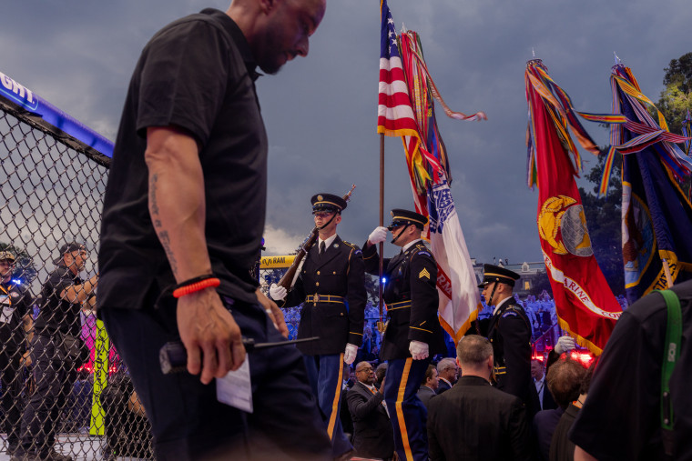 Buildup to the UFC Freedom 250 fight on the White House South Lawn on Sunday night.