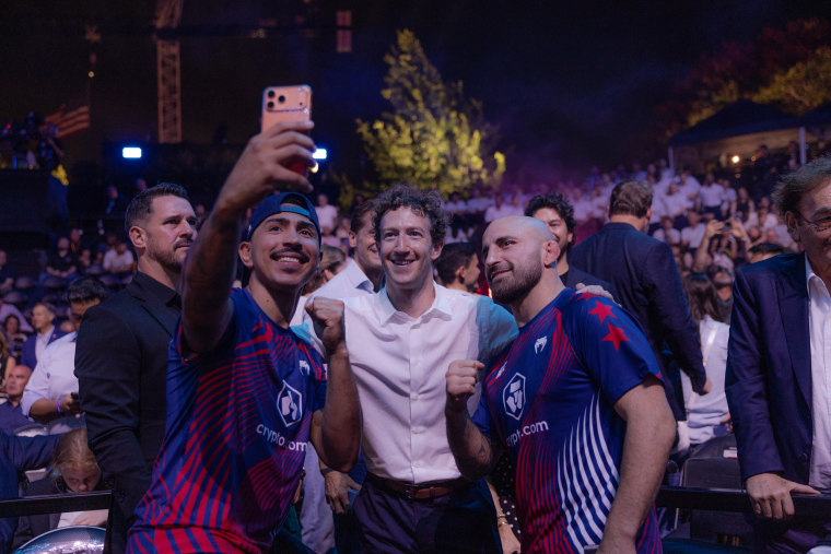Meta CEO Mark Zuckerberg on the sidelines at UFC Freedom 250.