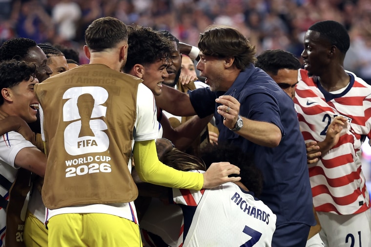 on-field action during a World Cup soccer game