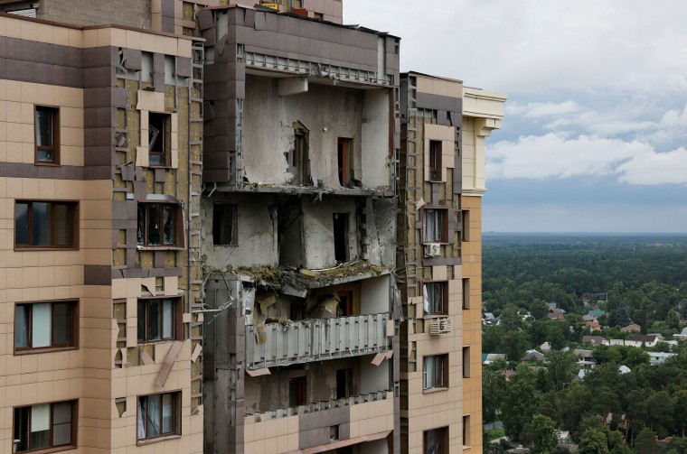 Aftermath of a Ukrainian drone attack in Moscow region