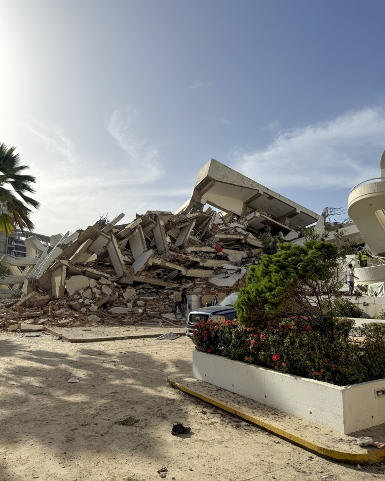 A view of the destroyed building.