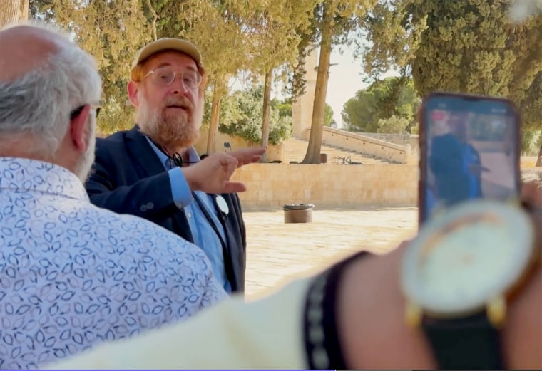 Yehudah Glick during a group tour around Temple Mount in Jerusalem in May. 