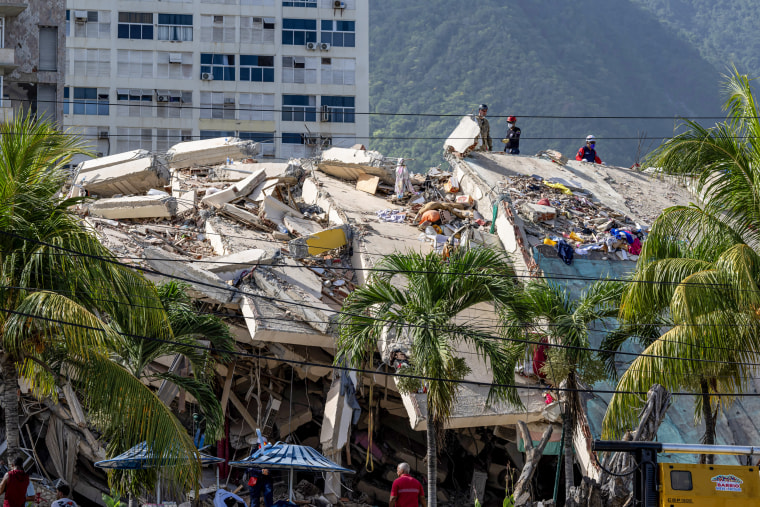 A collapsed building