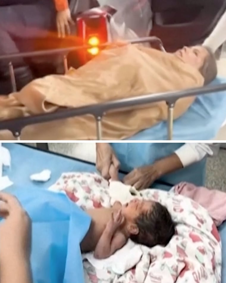 The mother and baby receiving medical treatment following the rescue.