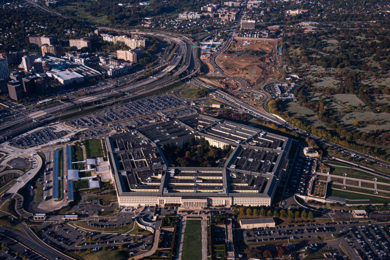Aerial view of the Pentagon building.