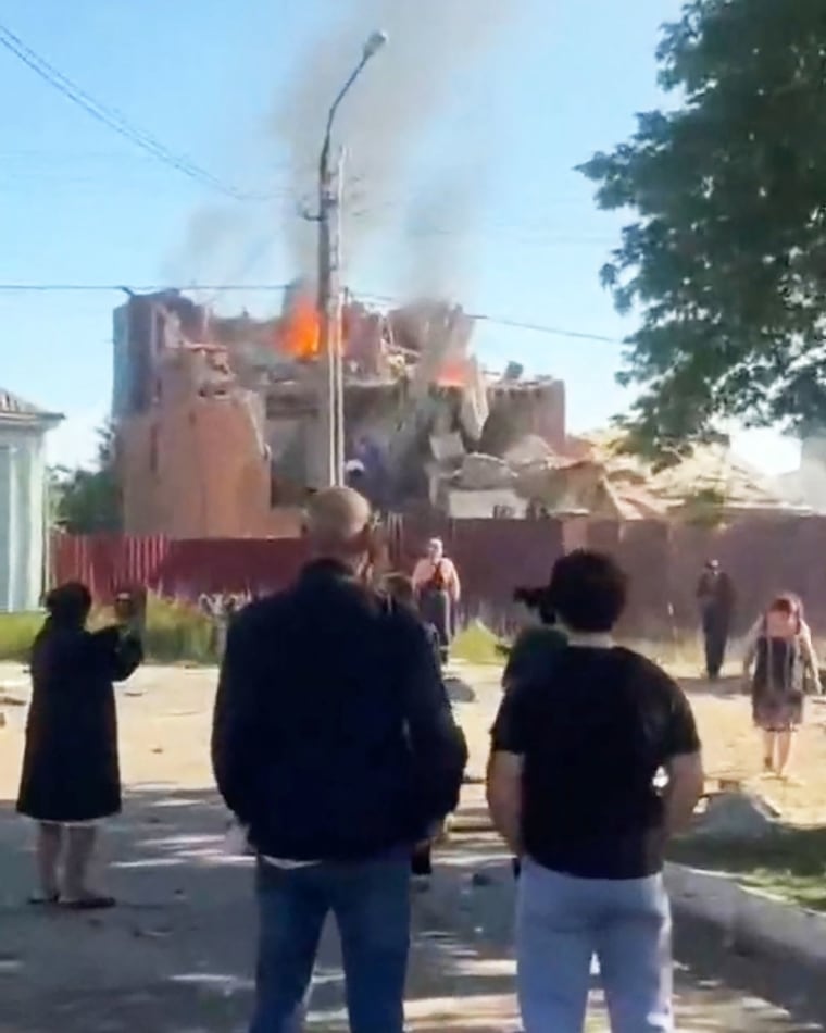 Aftermath of a Ukrainian drone attack in Moscow region