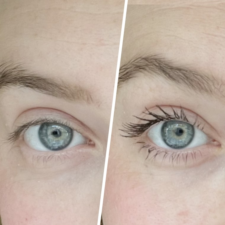 Maybelline Lash Sensational Sky High Washable Mascara before (right) and after (left).