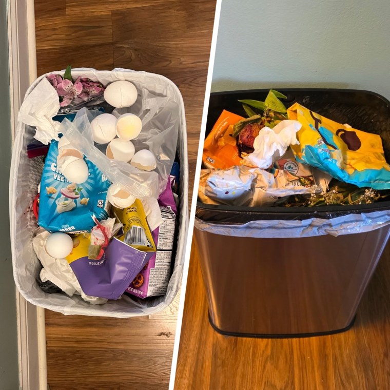 Two of the trash bags loaded to the brim during testing.