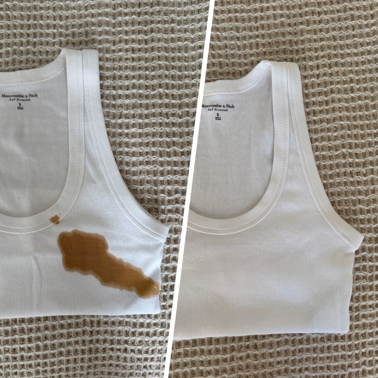 Before and after using the Puracy Stain Remover.