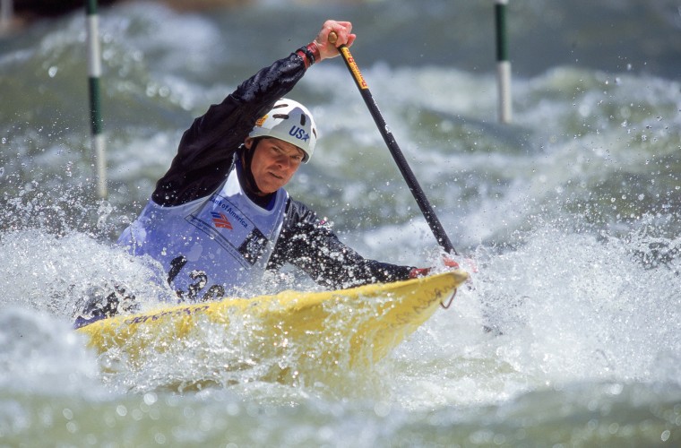David Hearn maneuvers a canoe on the water