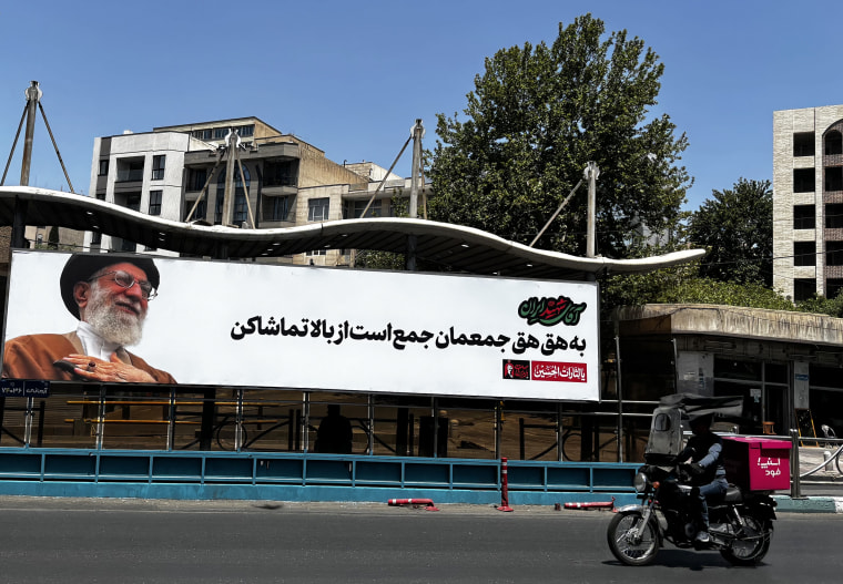A billboard featuring Khamenei in Tehran on Friday.