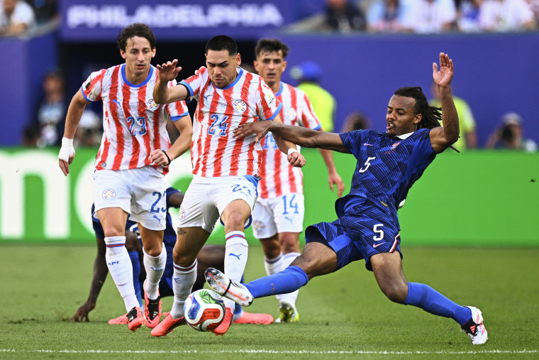 on-field action during a world cup soccer match