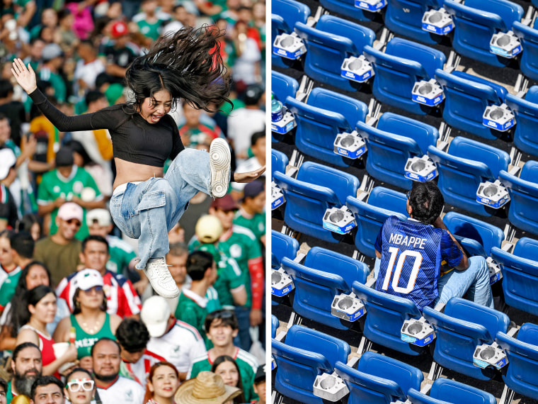 A diptych comp of world cup fans.