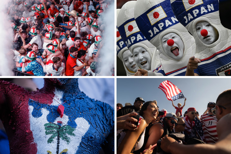 A quad composite of World Cup images.
