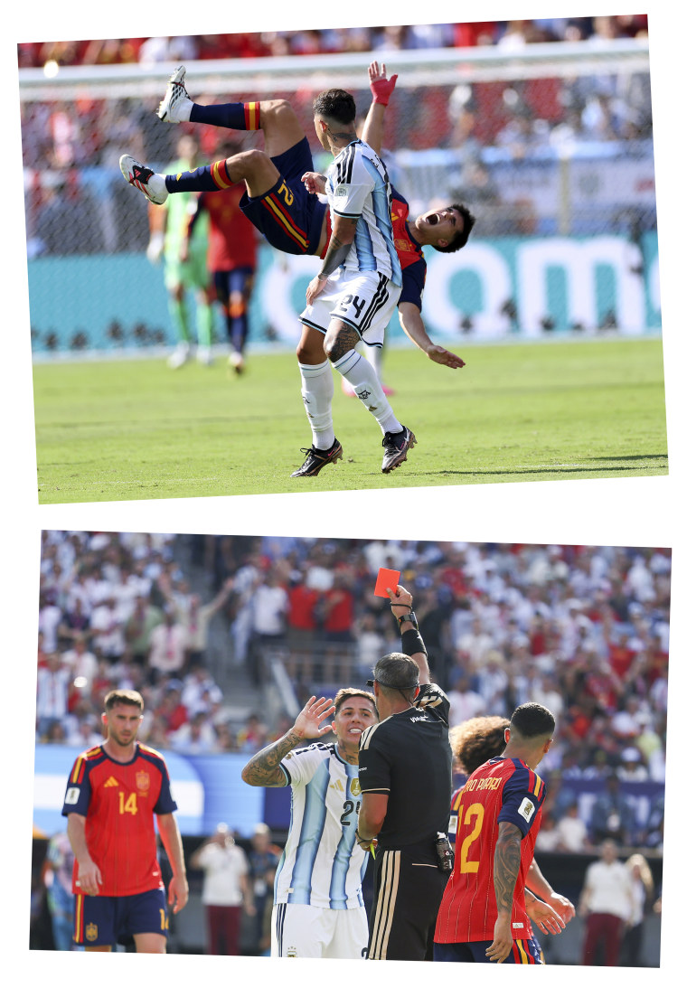 On-field action during the world cup final match.