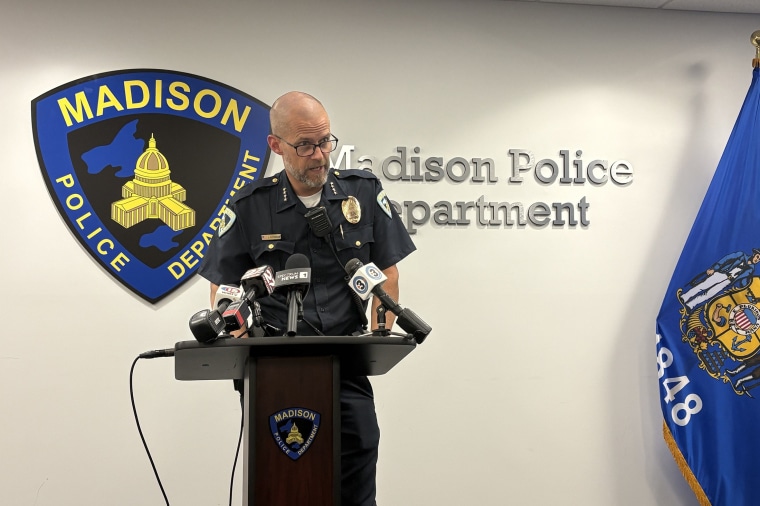 Madison Police Chief John Patterson provides an update on a fatal police shooting incident on Wednesday, July 22, 2026.