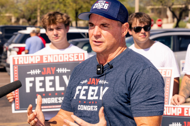Jay Feely, former NFL kicker and Republican Congressional candidate for Arizona, outside a polling location at Fountain Hills Community Center during a primary election in Fountain Hills, Arizona.