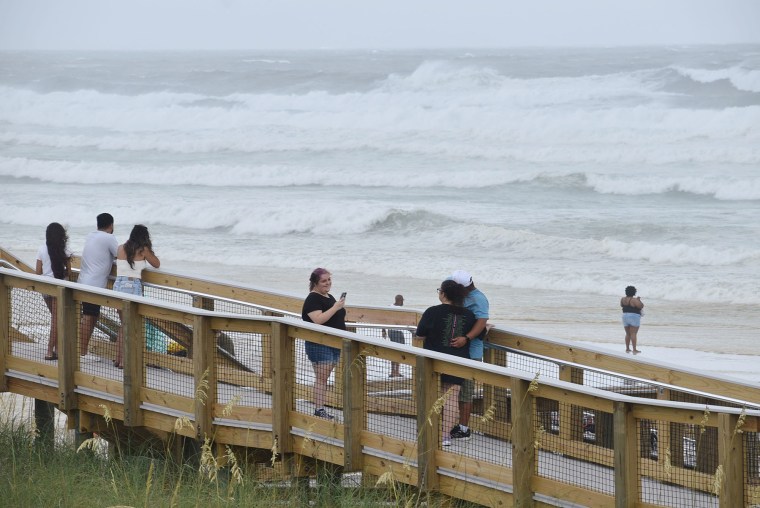 People gathered at the new Tarpon Beach Gulf Front Park in Destin on July 21 to watch as the Gulf of Mexico churned up due to