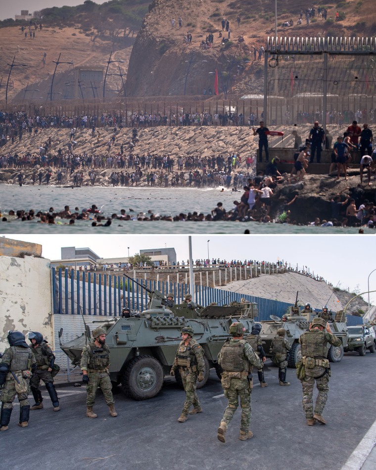 Spanish army soldiers were deployed to Ceuta on Thursday.