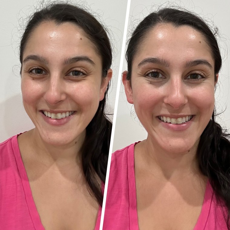 e.l.f. Cosmetics Soft Glam Satin Concealer before (left) and after (right)
