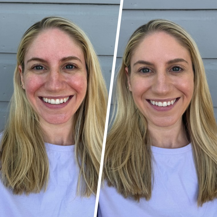 Jones Road Your Skin Foundation Stick Before (left) and after (right)