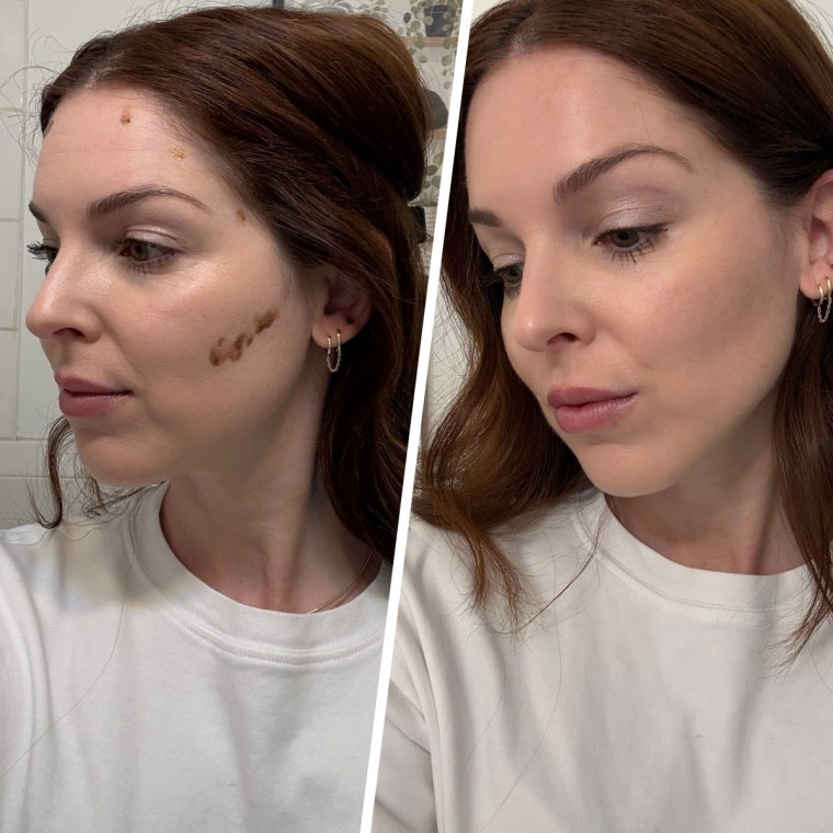 Summer Fridays Bronzing Drops before (left) and after (right)