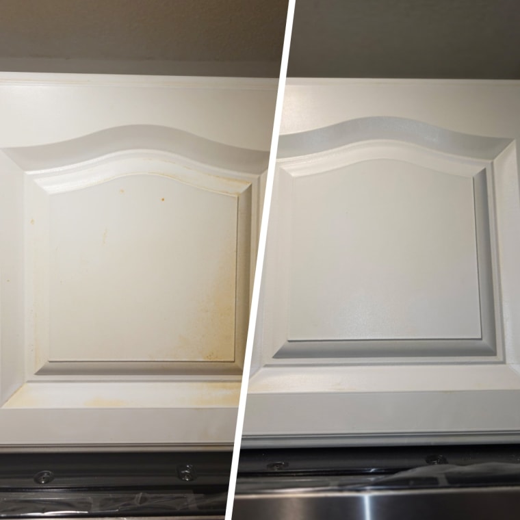 Easy-Off quickly made this cabinet look brand new with just three passes.