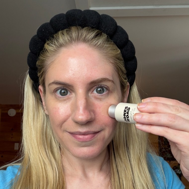 Dory Zayas wears the Jones Road Your Skin Foundation Stick.