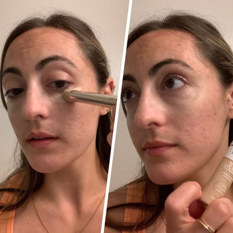 Murphy applying the L'Oreal Paris True Match Radiant Serum Concealer.