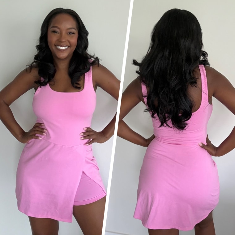 Ndlovu in the Old Navy PowerChill Scoop-Back Athletic Dress