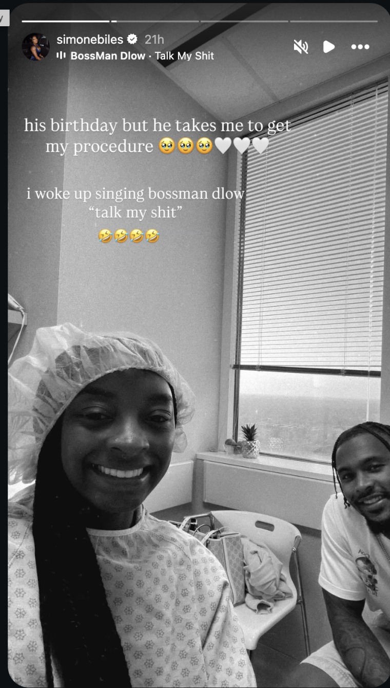 Simone Biles' latest Instagram story about her health.