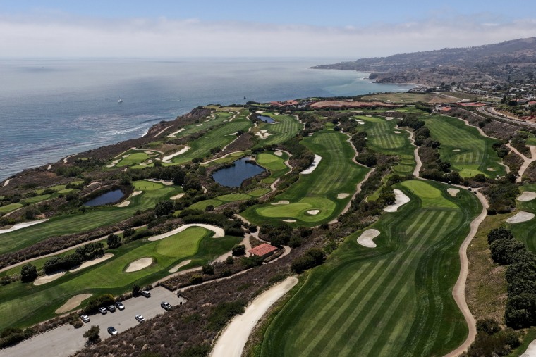 An aerial view of the Trump National Golf Club Los Angeles.