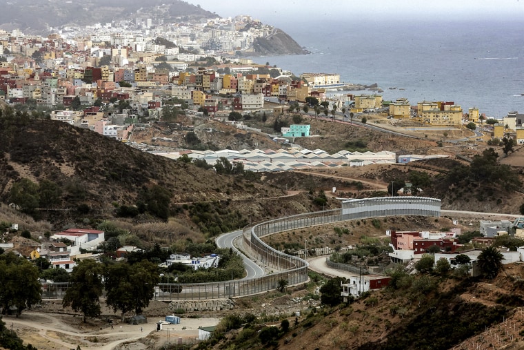The border fence between Spain's African enclave of Ceuta and Morocco
