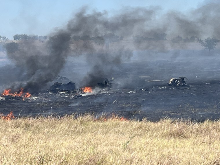 The scene of a helicopter crash in Salado, Texas on Aug. 12, 2026.