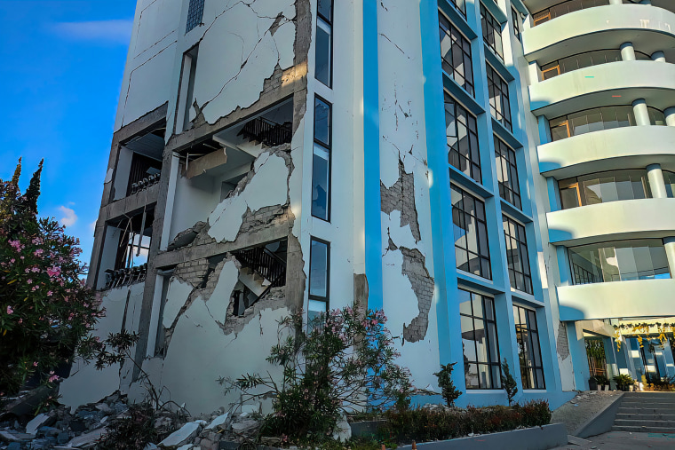 A damaged building is seen after an earthquake hit Indonesia.