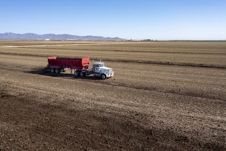 Soil is Spread on a Farm in the Arizona Desert
