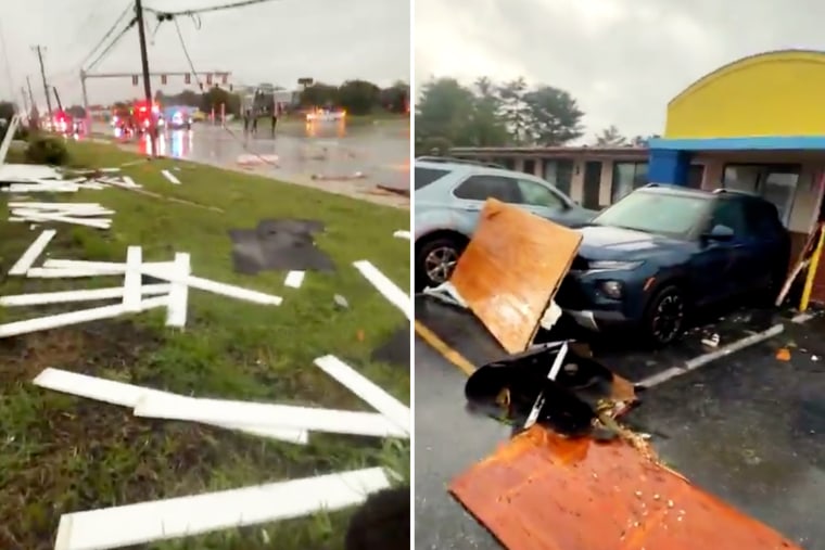 Stills from a video posted to social media on Thursday show tornado damage in Dover, Delaware.