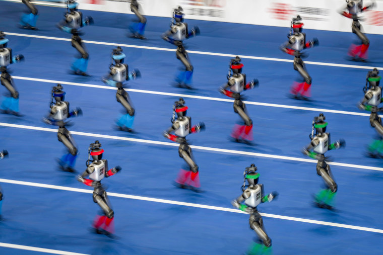Robots in formation.